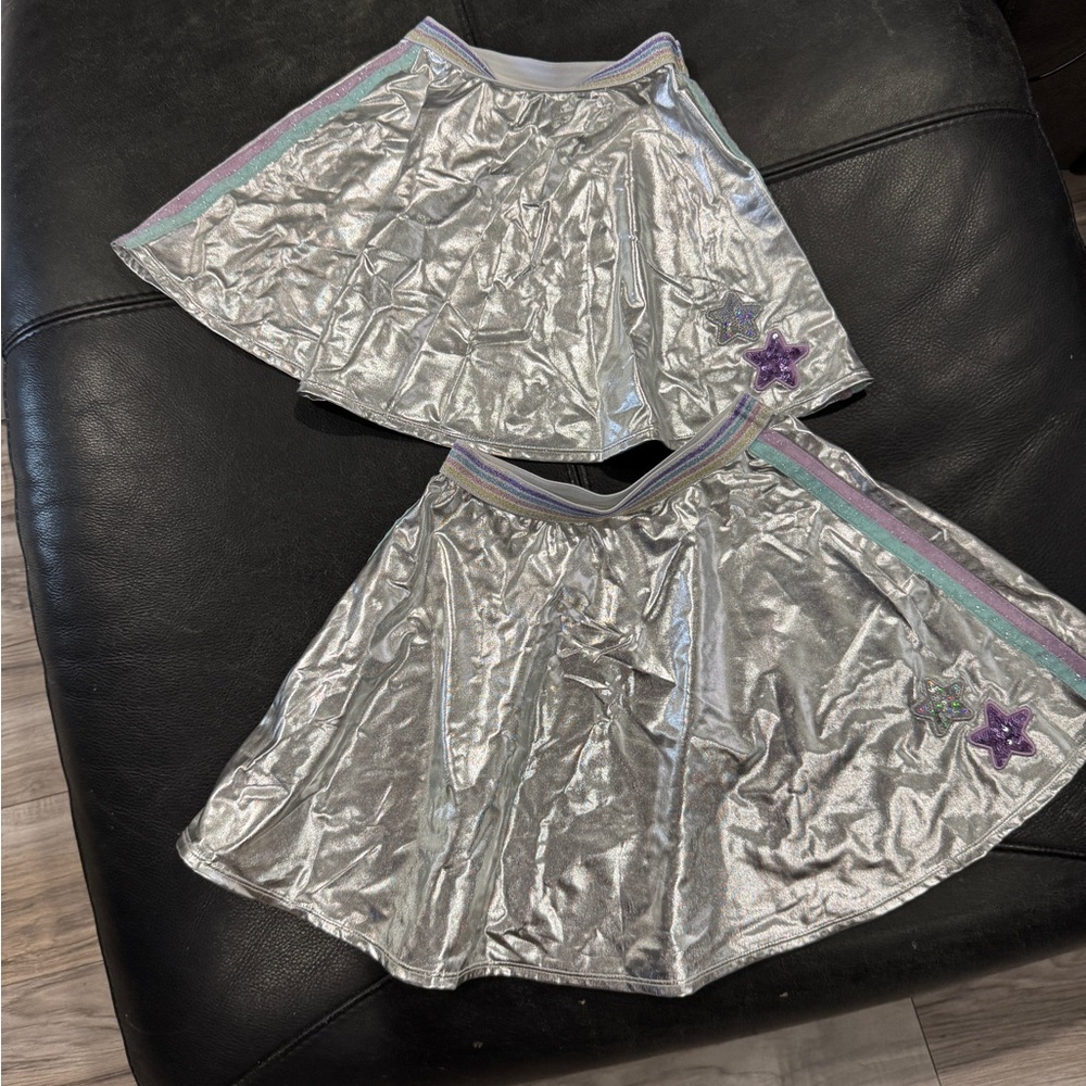 Silver Metallic Skirts with Purple Star Detail
